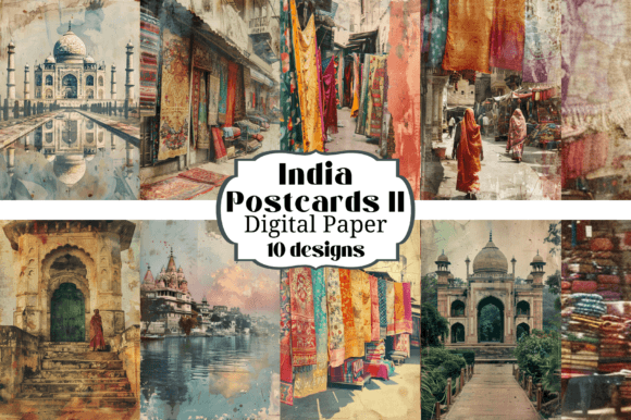 Download Vintage India Postcards Digital Papers - India Collection