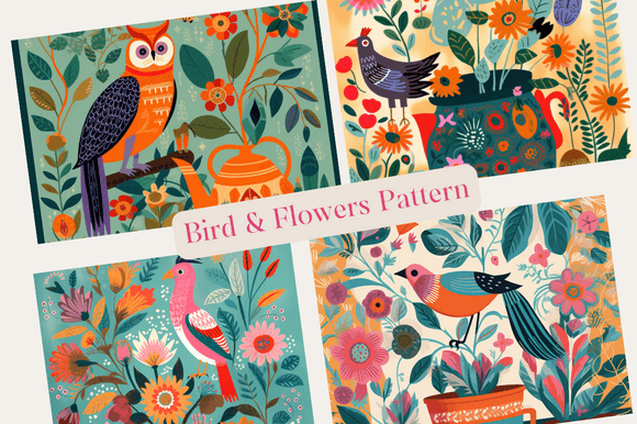 Download Bird Flowers Pot Graphic  Indian Pattern - India Collection