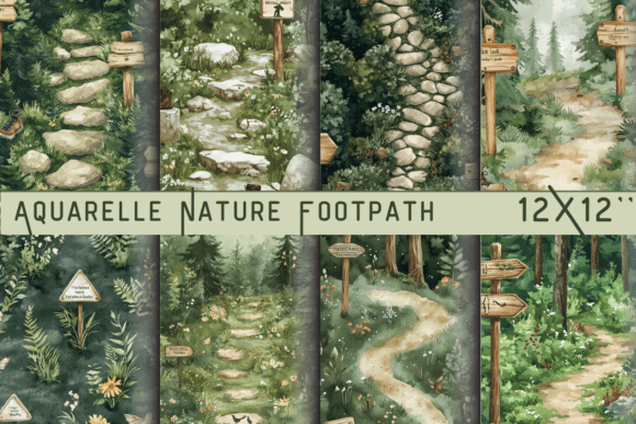 Download Aquarelle Nature Footpath Backdrop - Nature Collection