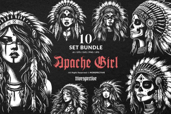 Download 10 Bundle Dark Skull Indian Apache Girl - India Collection